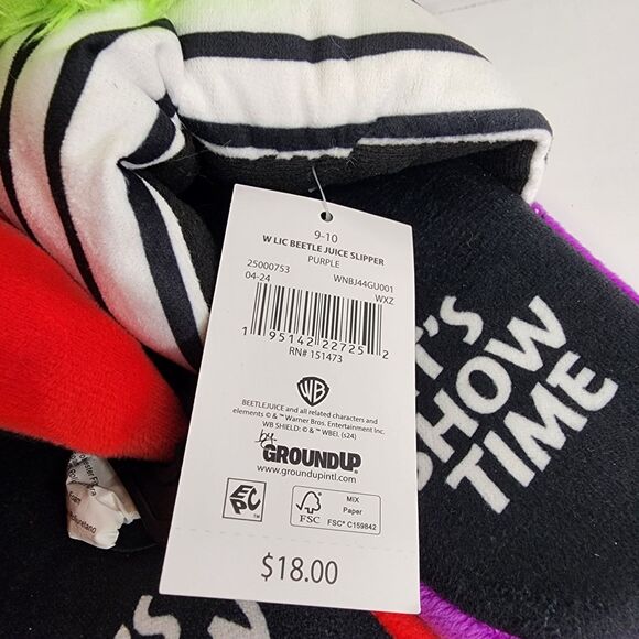 NEW Ground Up Beetle Juice Lydia Deetz Plush Character Slippers Women SIZE 9/10 - Picture 3 of 6